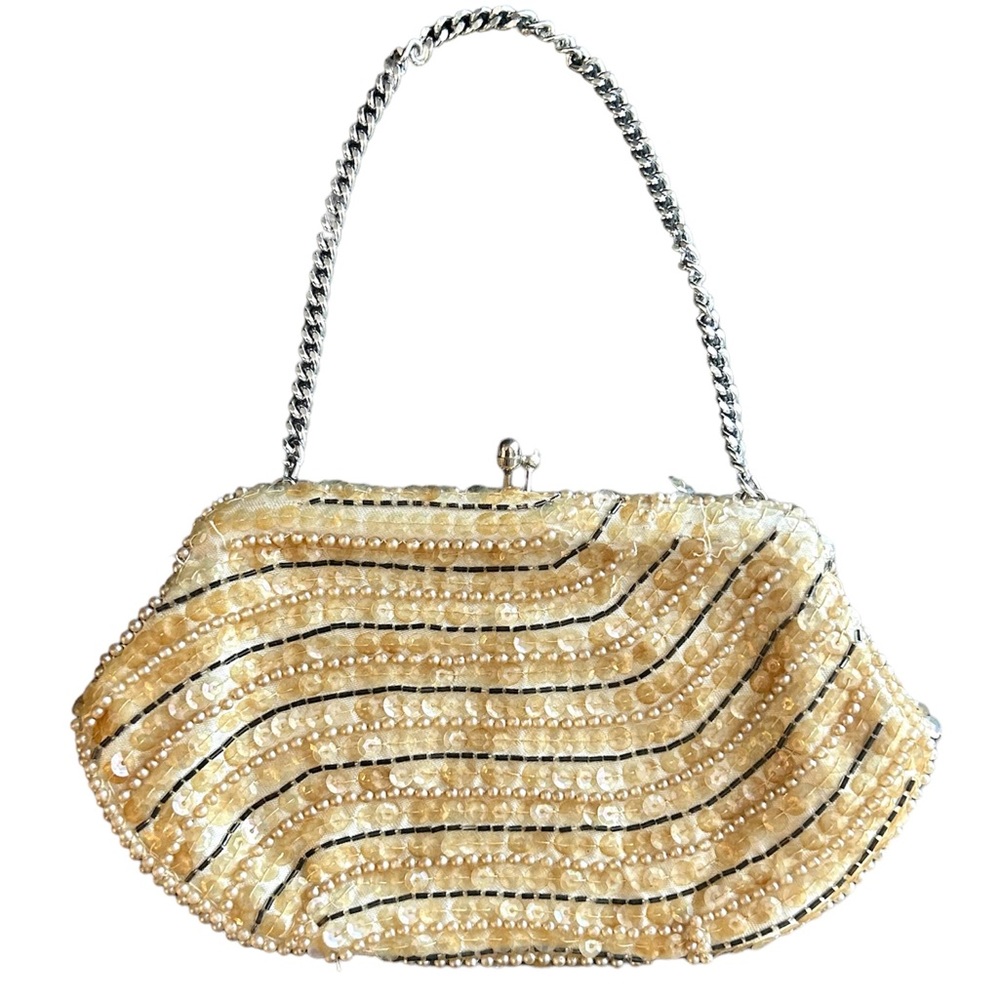 Jill Empress Vintage Sequin & Pearl Clasp Small Clutch Handbag